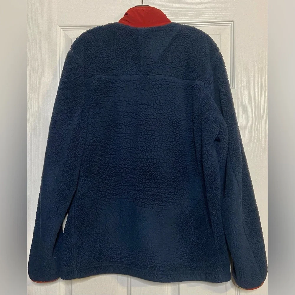 The North Face Mens Cabin Fleece Full-Zip Jacket Navy & Red Sz Large